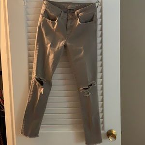 American Eagle Tan-Color Capri Ripped Jeans